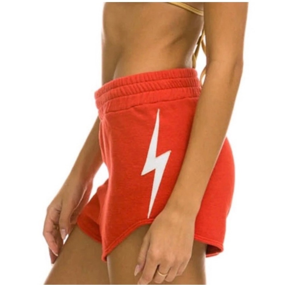 Aviator Nation Red & White Bolt Stitch Lounger Shorts Large Made In USA